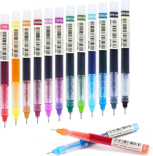 USUAL 12pcs Gel Ink Pens Liquid Ink Rollerball Multi Color Pen 0.5 mm Fine Point Smooth Writing Pens Cute Nurse Pen Back to School Supplies