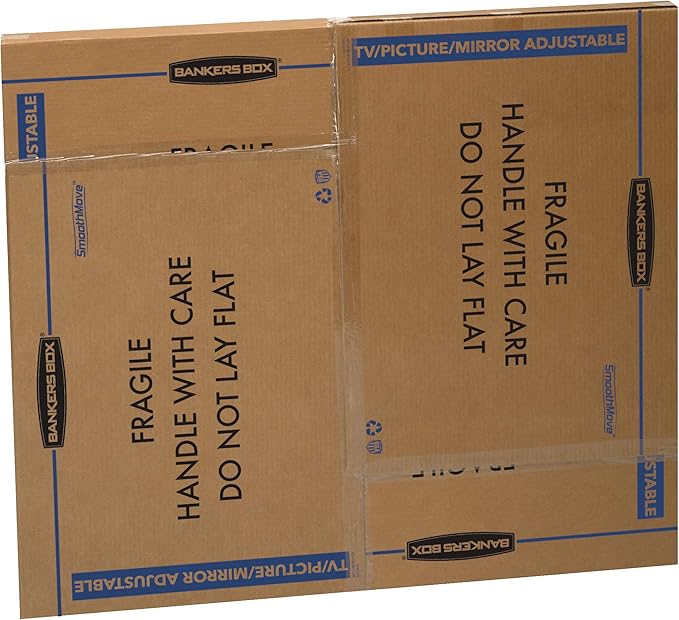 Bankers Box Adjustable - up to 65" TV/Picture/Mirror - Moving Box 3-Pack, Adjustable up to 40-in x 60-in x 4-in, (7711401)