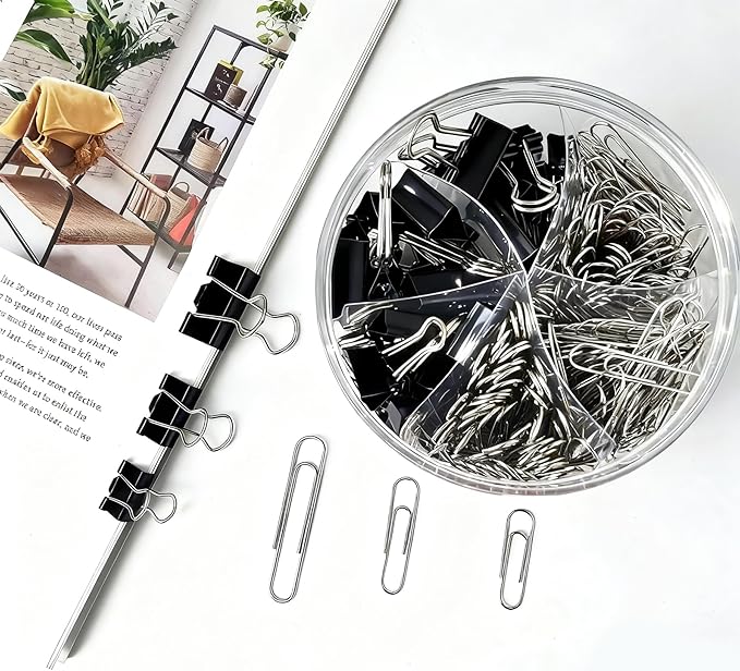 340PCS Paper Clips Binder Clips Paperclips Small Binder Clips Paper Clips Assorted Sizes Office Supplies School Supplies