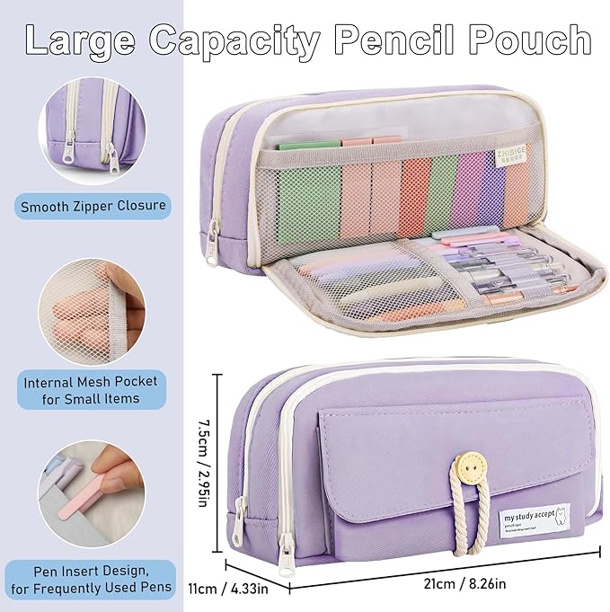 54Pcs Bible Study Supplies for Women, Bible Journaling Kit with Pencil Case, Notebook, No Bleed Highlighters and Pens, Laminated Tabs & More, Note Taking Supplies, Christian Gifts, Purple