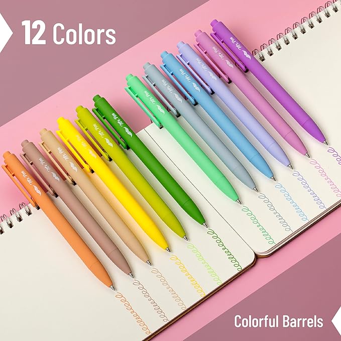 Mr. Pen- Retractable Gel Pens, 12 Pack, Light Vintage Ink Colors Gel Pens Fine Point, Fast Dry