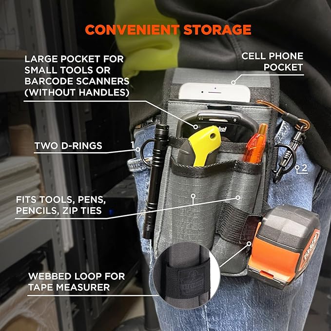 Ergodyne Squids Tool Pouch, Utility Knife Holster, Scanner Device Holder, Cell Phone Pocket