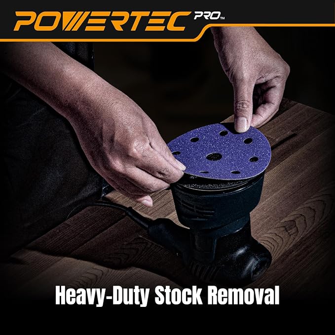 POWERTEC PRO 45PK, 5 Inch 9 Holes Assorted Sanding Disc, 80/120/220 Grit, Zirconia Hook and Loop Film Backing Discs for Festool Orbital Sanders - Automotive, Paint, Metal, Woodworking (45900Z-45)