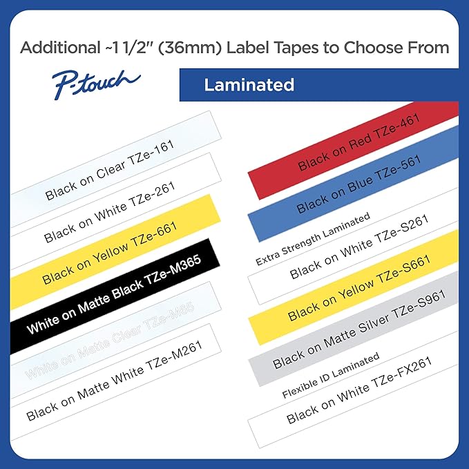 Brother P-Touch TZe-461CS Black Print on Red Label Tape 1.4” (36mm) Wide x 26.2’ (8m) Long