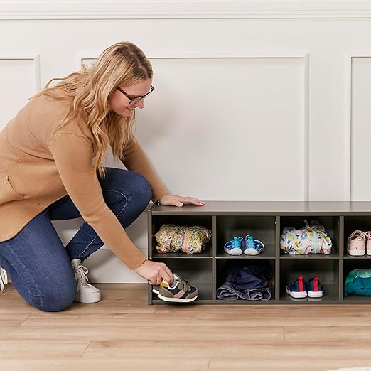 ECR4Kids Streamline 10 Cubby Tray Storage Cabinet, 2x5, Classroom Furniture, Grey Wash