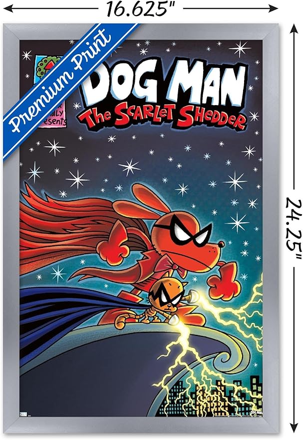 Dog Man - The Scarlet Shedder Wall Poster, 22.4L" x 14.7W", Silver Framed Version