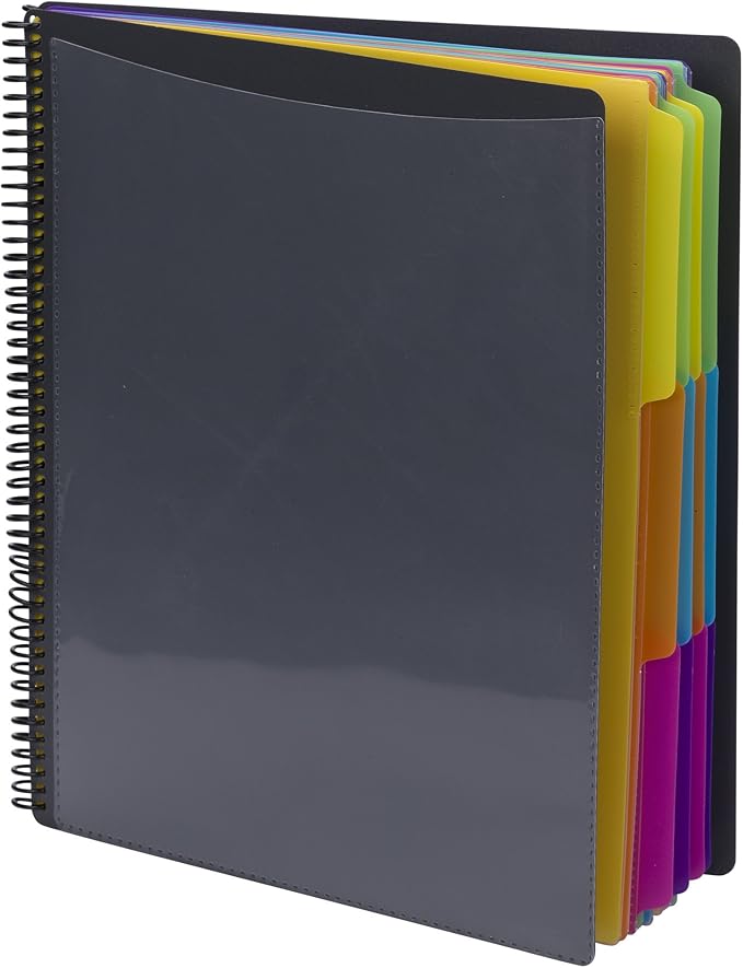 Smead 12 Pocket Poly Project Organizer, Letter Size, 1/3-Cut Tab, Gray with Bright Colors (89207) (Pack of 1)