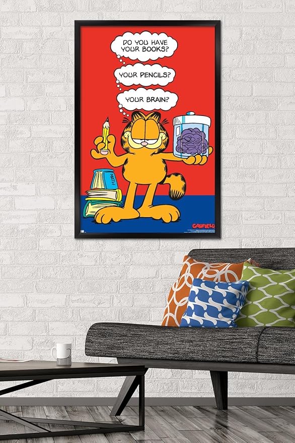 Garfield - Brain Wall Poster, 34L" x 22.4W", Black Framed Version