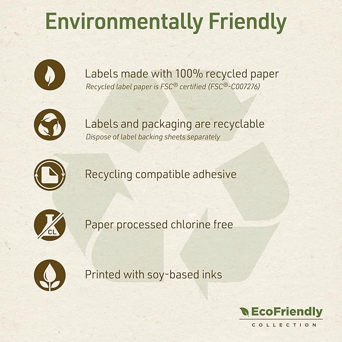 Avery EcoFriendly Recycled Shipping Labels, 5.5" x 8.5" Half-Sheet Labels, White, Permanent Adhesive, Laser & Inkjet Printers, 20 Total, Great for Mailing, Product Merchandising, and More (48808)