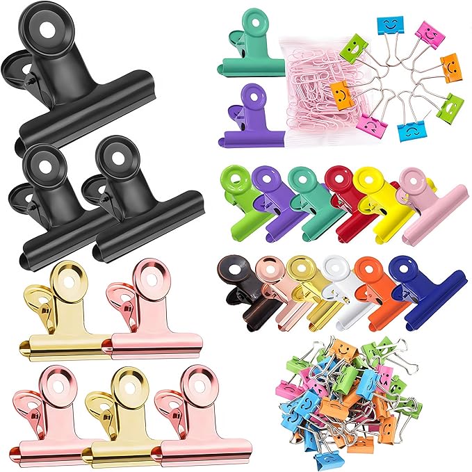 120 PCS Metal Hinge Clips Colored Spring Clip, Large Bulldog Clips 3.5+3+2+1.5 Inch, Colorful Bull Hinge Paper Clip for Crafts, Photo, Drawing, Food Bags at Home, Office, School, Shop