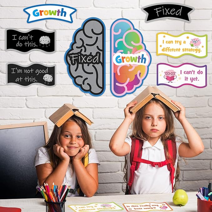 Tenare Mindset Posters Bulletin Board Set Motivational Change Your Mindset Posters Positive Sayings Inspirational Classroom Decoration for Teacher Students School(Vivid)