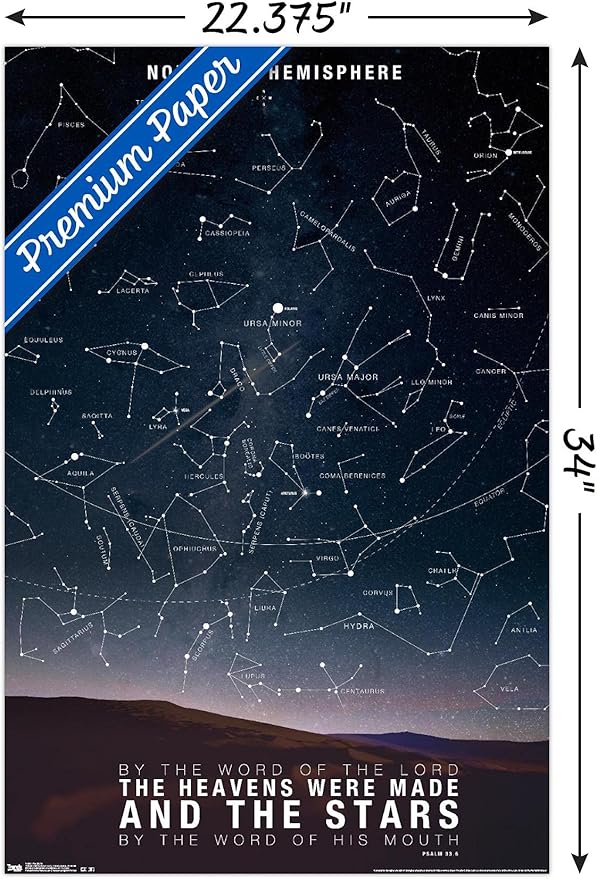 The Stars Wall Poster, 34L" x 22.4W", Premium Poster & Mount Bundle
