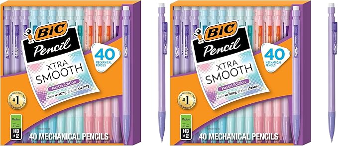 BIC Xtra Smooth Mechanical Pencil with Erasers,0.7 mm Point,Refillable,40 Count (Pack of 2)