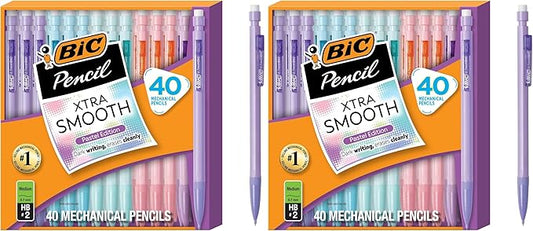 BIC Xtra Smooth Mechanical Pencil with Erasers,0.7 mm Point,Refillable,40 Count (Pack of 2)