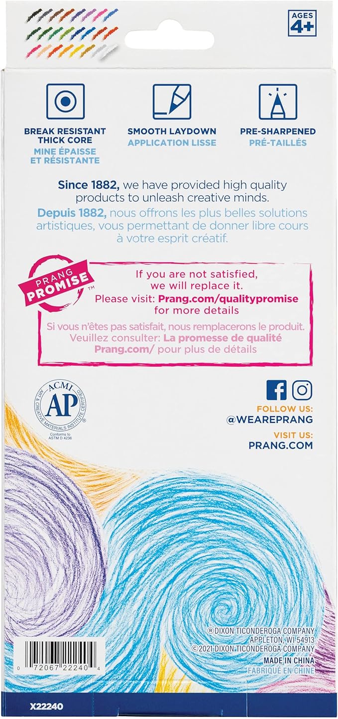 Prang Colored Pencils, Assorted Colors, 3.3 mm core, 24 Count