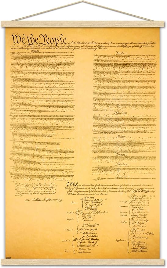 Trends International The Constitution Wall Poster, 22.375" x 34", Premium Print and Beechwood Hanger Bundle