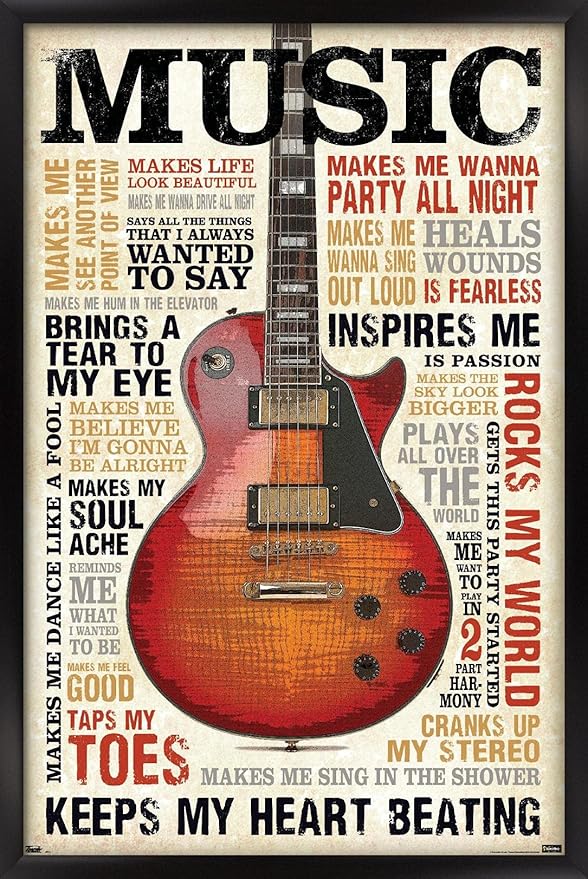 Trends International Music Inspires Me Wall Poster, 22.375" x 34", Black Framed Version