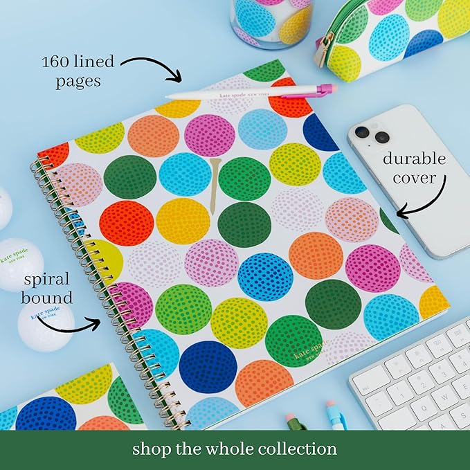 Kate Spade New York Large College Ruled Notebook, 11" x 9.5" Spiral Notebook with 160 Pages