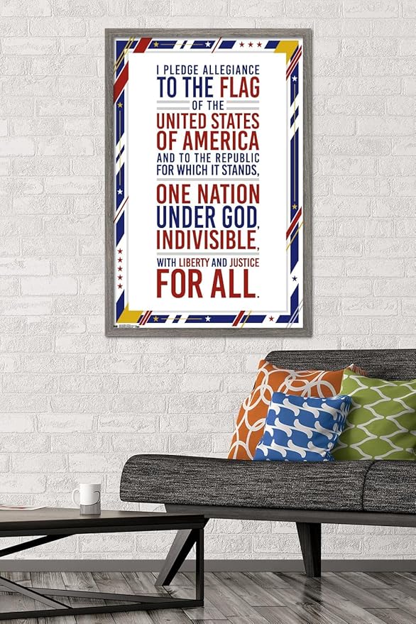 Trends International The United States Of America - Pledge Of Allegiance Wall Poster, 22.375" x 34", Barnwood Framed Version
