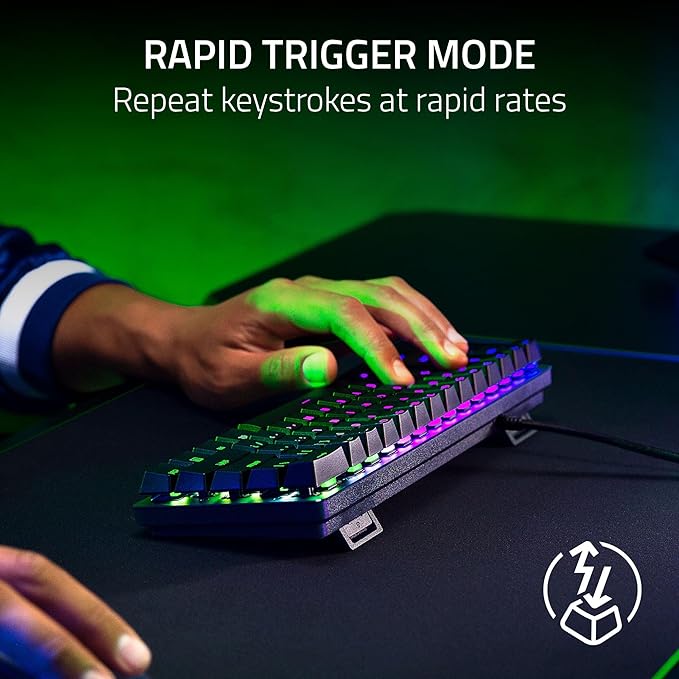 Razer Huntsman Mini 60% Gaming Keyboard: Analog Optical Switches - Rapid Trigger Mode - Chroma RGB Lighting - PBT Keycaps - Onboard Memory - Snap Tap - Classic Black