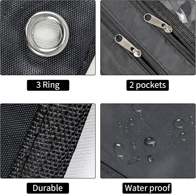 YoeeJob 6 Pack 1 Inch Expandable Zipper Pencil Pouches with Clear Window for 3 Ring Binder, Suitable for School & Office (6, Black)