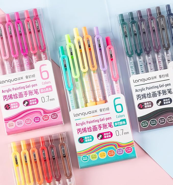 Gel Pens For Coloring, 24 Colors Retractable Colored Pens for Black Paper & White Paper, 0.7mm Fine Point Colorful Pens for Coloring, Writing, Drawing, Journaling, Note Taking, Office, Home