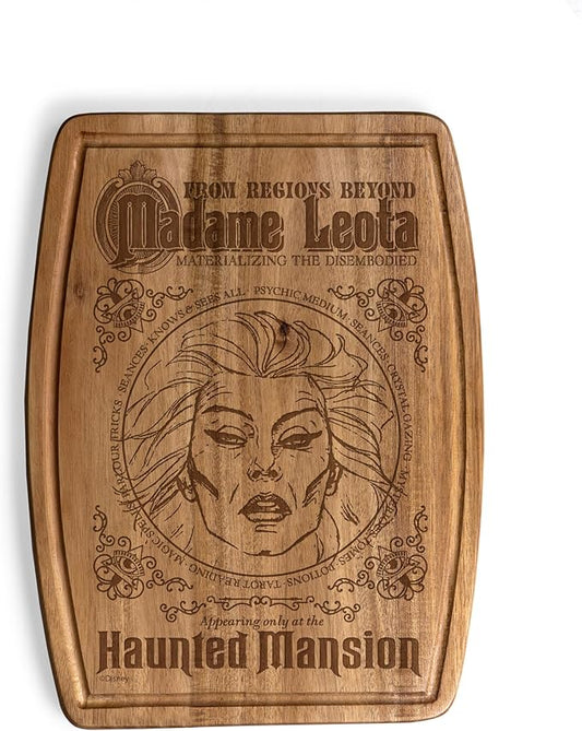 PICNIC TIME Disney Haunted Mansion Madame Leota Ovale Acacia Cutting Board Serving Board Charcuterie Cheese Board with Juice Groove Spooky Kitchen Decor Gift, (Acacia Wood)