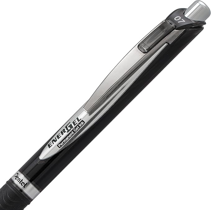 Pentel EnerGel PRO Permanent Gel Pen, (0.7mm), Medium Line, Archival and Water-Proof, Black Ink, Pack of 2 (BLP77BP2A)