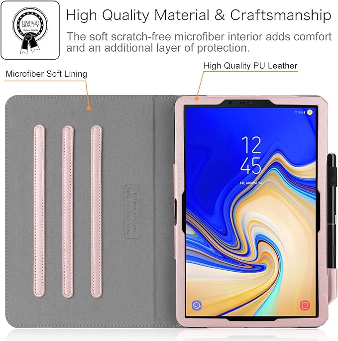 Fintie Case for Samsung Galaxy Tab S4 10.5 2018 Model SM-T830/T835/T837, Multi-Angle Viewing Stand Cover with S Pen Protective Holder Auto Sleep/Wake Feature, Rose Gold