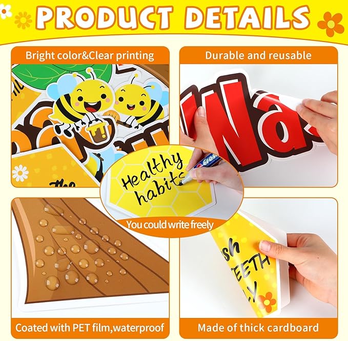 Ways to Bee Healthy Bulletin Board for Classroom Decoration Summer Bee Classroom Decoration Healthy Paper Cutouts Summer Healthy Habits Bulletin Board Decorations for School Wall Decor Supplies
