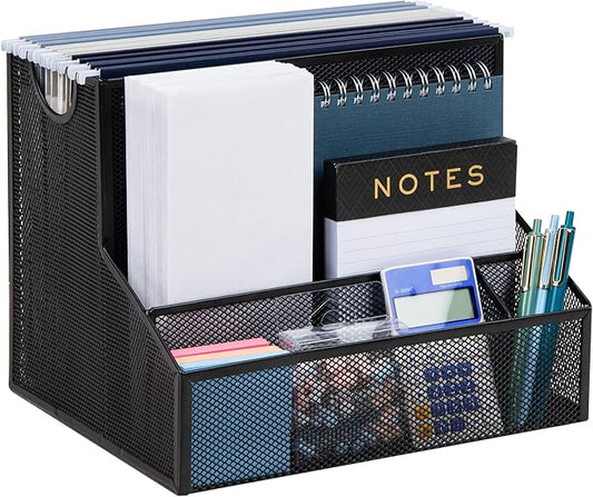 Mind Reader Desktop Organizer, Vertical File Storage, Letter Size, Office, Metal Mesh, 12.15"L x 9.5"W x 9.5"H, Black