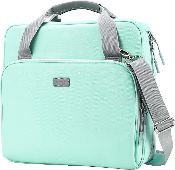 3 Inch D-Ring 3 Ring Zipper Binder, Binder with Strap 700 Sheet Capacity & Multi-Pockets School and Office Organizer, Compatible with 13-Inch MacBook(Patent Design Light Blue)