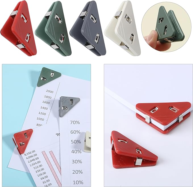 Mr. Pen- Corner Paper Clips, 20Pack, 4 Colors, Triangular File Corner Clip
