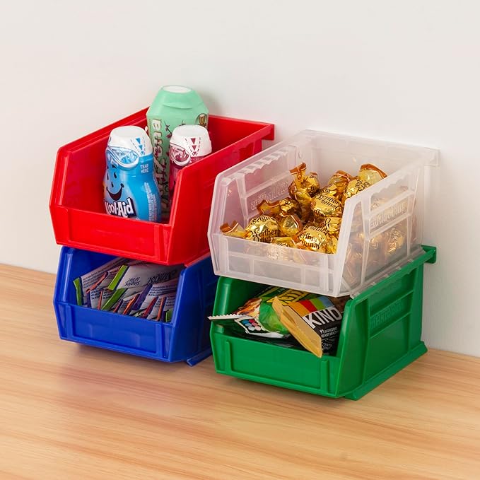 Akro-Mils 30210 AkroBins Plastic Storage Bins, Space-Saving Stackable Bins for Garage, Pantry, Craft Organization, 5" x 4" x 3", Black, (Pack of 24)