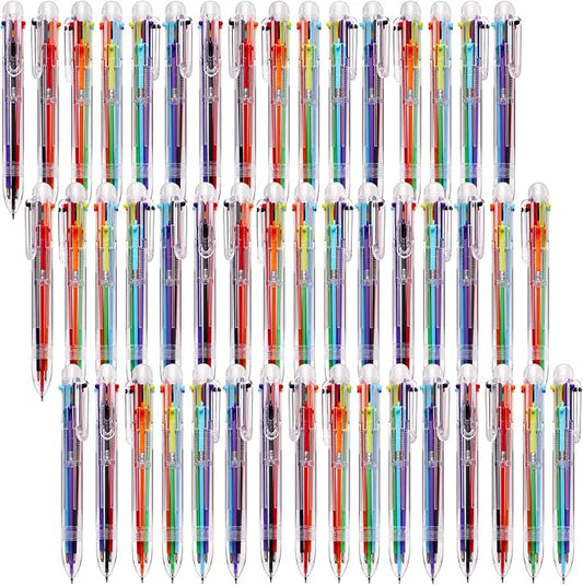 JPSOR 48 Pack Multicolor Pen for Kids 6-in-1, Transparent Barrel Pen 6-Color 0.5mm Retractable Ballpoint Pens for Office School Supplies Students Gift