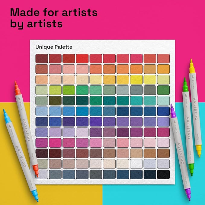 ARTISTRO 120 Acrylic Paint Markers - Paint Pens for Calligraphy, Brush + Fine Tips - For Fabric, Rock, Glass, Wood, DIY, Craft, Canvas - Art and Craft Supplies for Adults, Teens, Kids