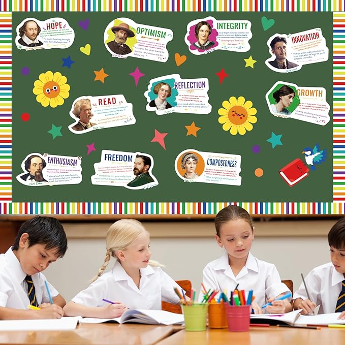 gisgfim Author Literature Bulletin Board Decoration Set English Literature Author Cutouts Motivational Classroom Decor Supplies for Teacher Elementary Middle High School Home Wall(Author)