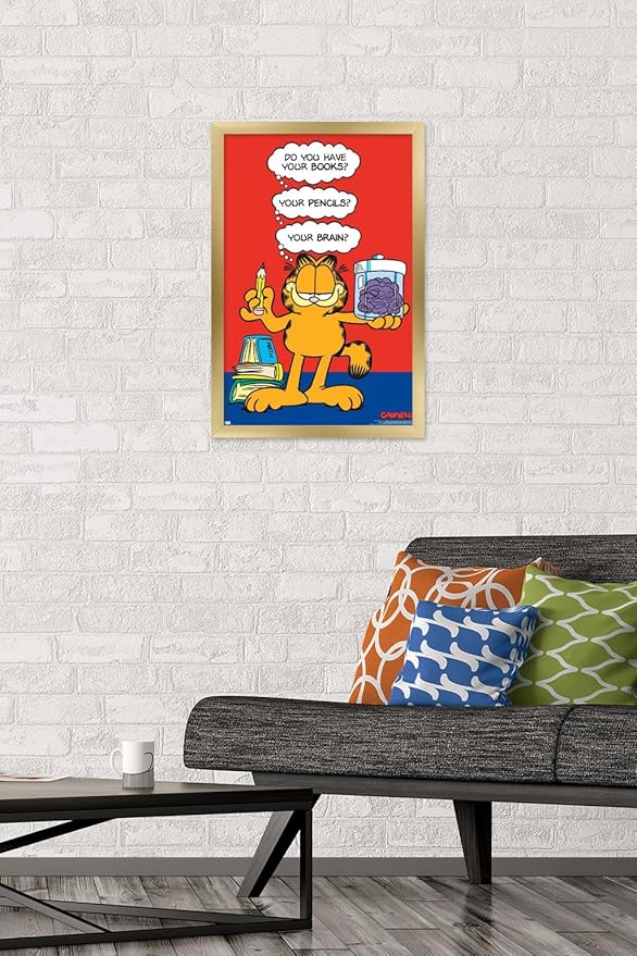 Garfield - Brain Wall Poster, 22.4L" x 14.7W", Gold Framed Version