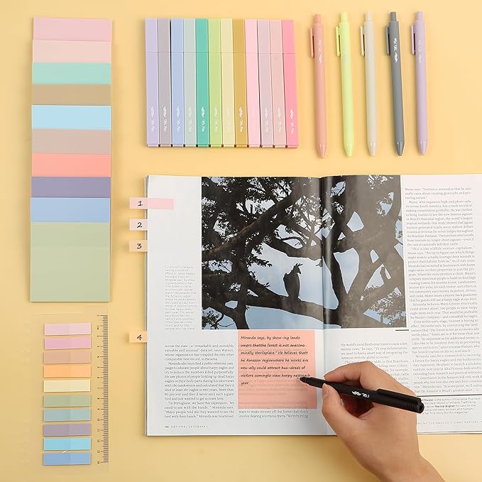 Mr. Pen- Aesthetic Book Annotation Kit, 38 pcs, Aesthetic Highlighters and Gel Pens, Transparent Sticky Notes, Transparent Sticky Tabs for Books, No Bleed Highlighters for Bible Pages No Bleed