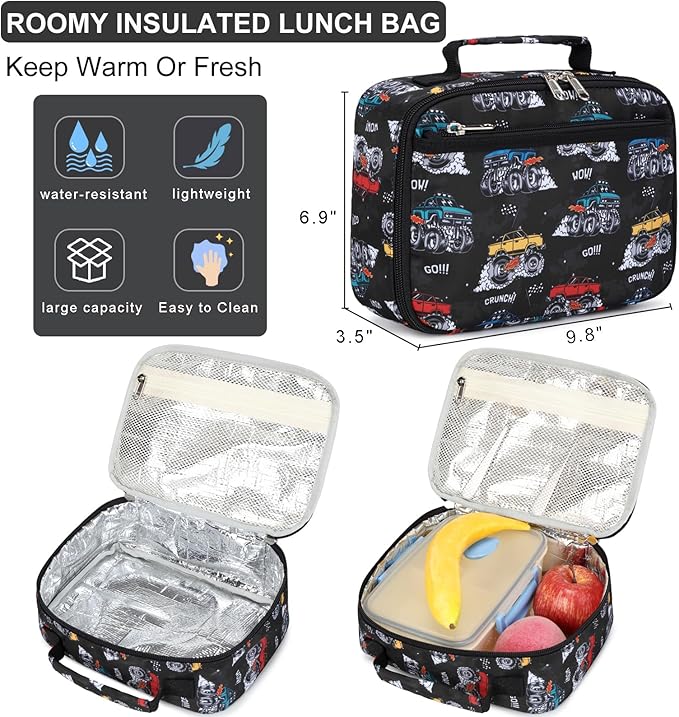 DSIUE Backpacks for Boys School Bags for Kids Elementary Bookbag and Lunch Box Set Engineering Navy Blue