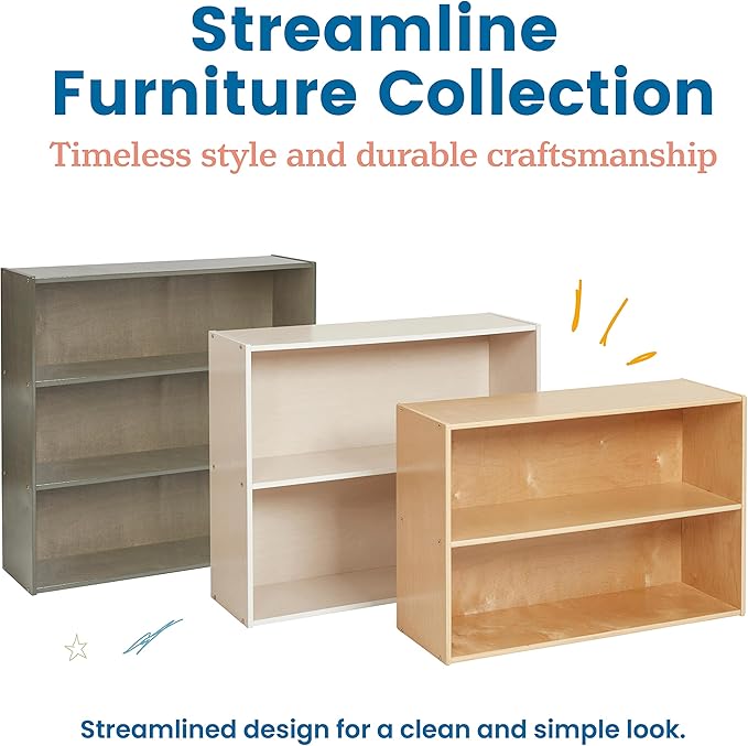 ECR4Kids Streamline 3-Shelf Storage Cabinet, 36in, Kid's Bookshelf, White Wash