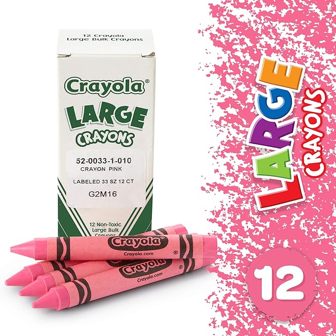 Crayola Large Crayons, Carnation Pink, Art Tools for Kids, 12 Count, 4" x 7/16"