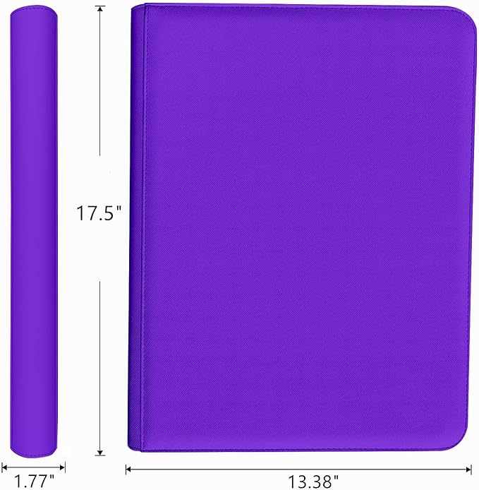 16 Pocket Card Binder, 1000+ Premium Zip Trading Card Binder, Double Sided Pocket Card Binder Album, Ringless Card Folder for MTG, TCG, Sports Card (Purple, 16Pockets)