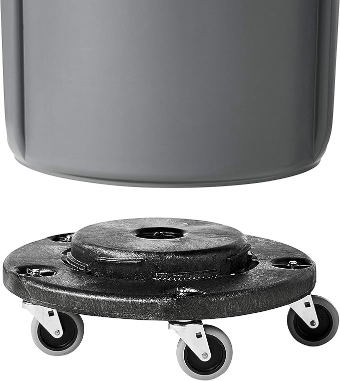 Rubbermaid Commercial Products Brute Twist on/Off Round Dolly, Black, Use with BRUTE Trash Can, Pack of 2