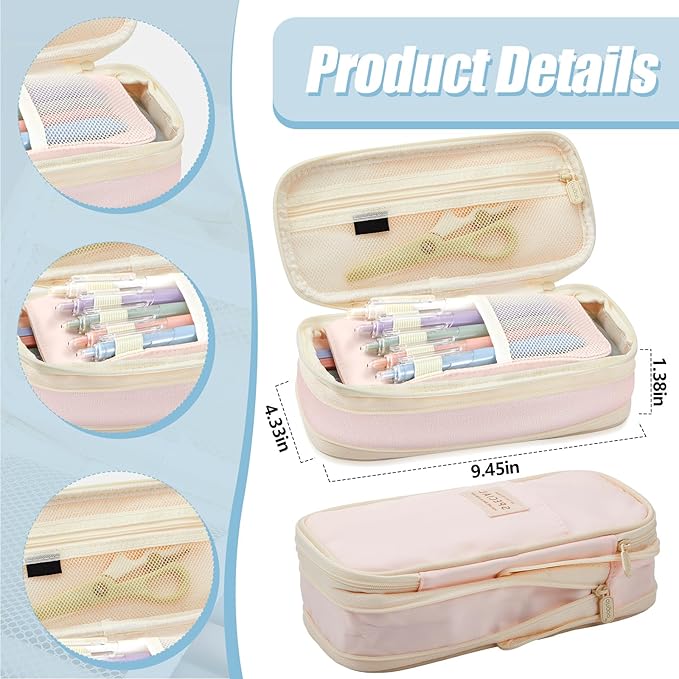 Jutom 39 Pcs Aesthetic Book Annotation Kit Highlighter with Pencil Case Bag Gel Pen Transparent Sticky Note Taking Bible Study College School Supplies(Pink,Cute Style)