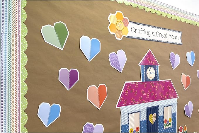 Carson Dellosa Crafty and Cool 64PC Motivational Bulletin Board Set, Arts & Crafts Theme Wall Art with Positive Affirmation for Back to School Decorations, Chalkboard, and Classroom Decor