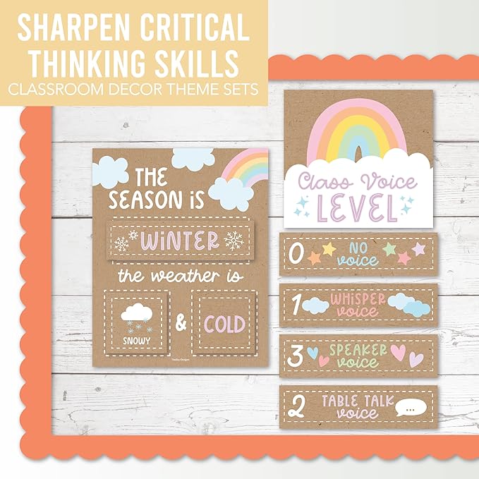 Hadley Designs Classroom Calendar Set Bulletin Board Decorations - School Calendar for Classroom Elementary, Preschool Must Haves, Homeschool & Daycare Essentials, Kraft Teacher Calendars