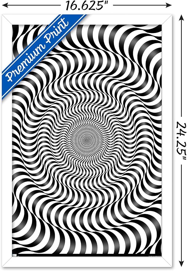 Trends International Zebra Stripe Optical Illusion Wall Poster, 14.725" x 22.375", White Framed Version