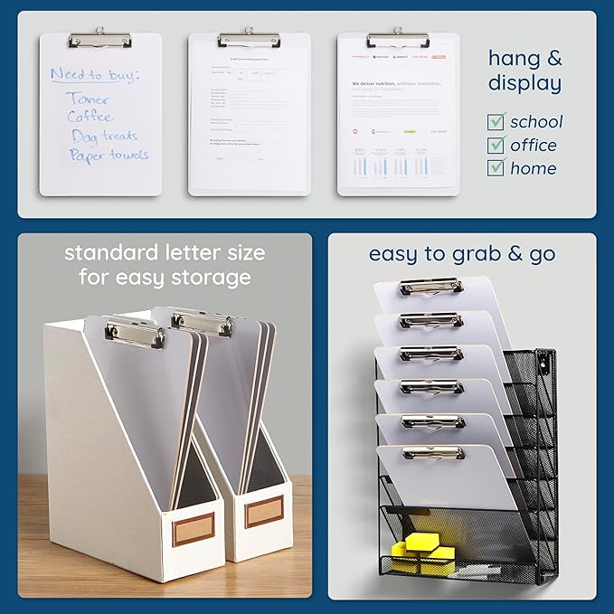Blue Summit Supplies 30 Pack Dry Erase Clipboard, Whiteboard Clipboard for Classroom, White Board with Front Surface and Low Profile Clip, Designed for Classroom and Business Use