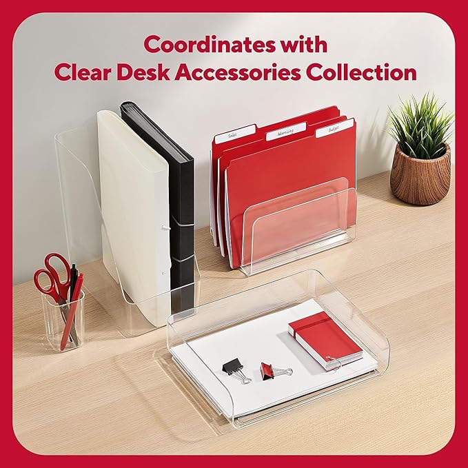 Staples 5-Compartment Plastic Incline Sorter, Clear